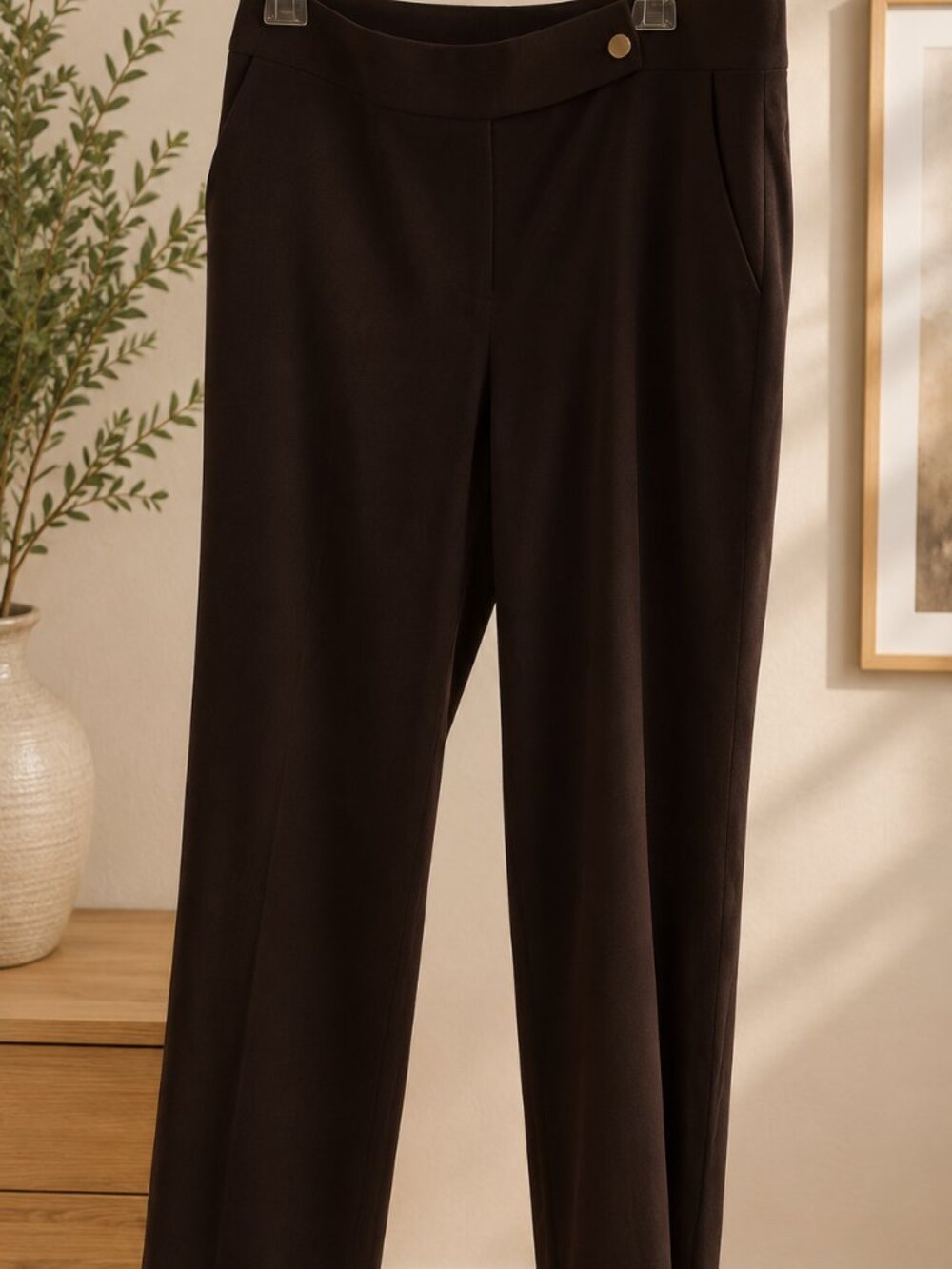 NWT Calvin Klein Dark Brown Classic Fit Dress Pants Size 10 30" Inseam - Picture 5 of 5